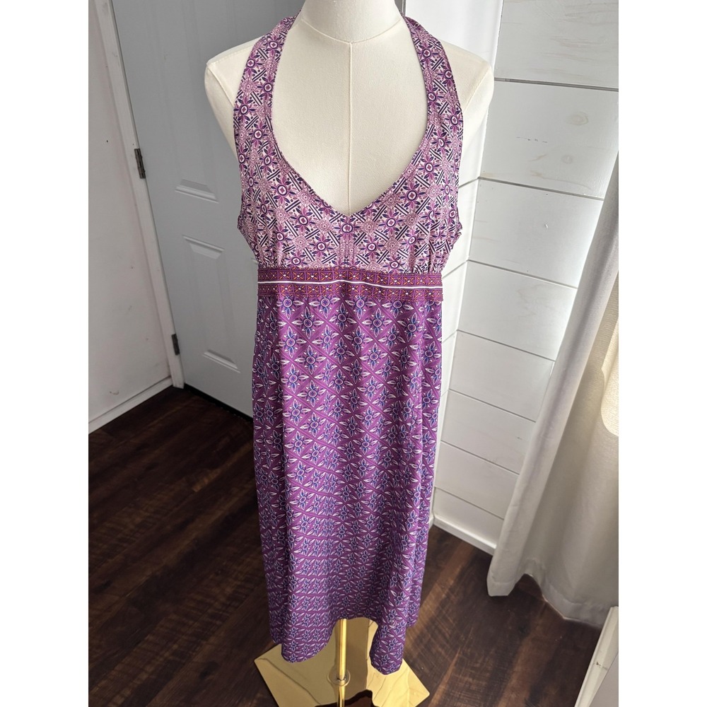 Athleta Dress Womens 12 Purple Halter Pack Everywhere Maxi Sundress Beach